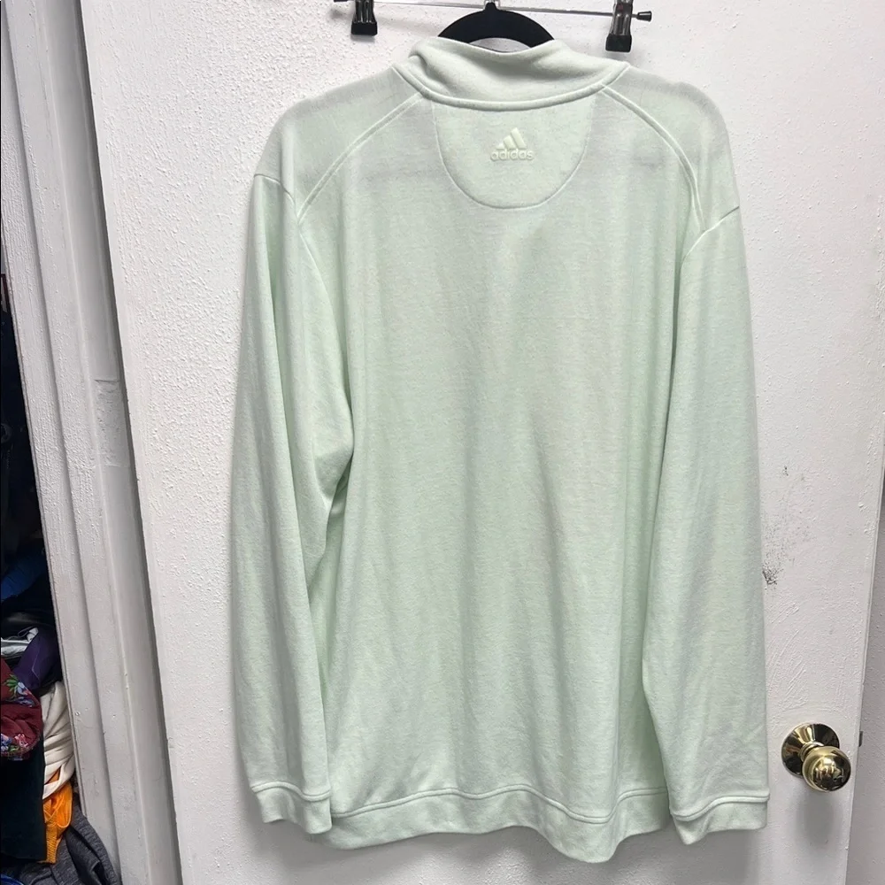 Adidas Light Green Quarter-Zip Pullover with Black Collar